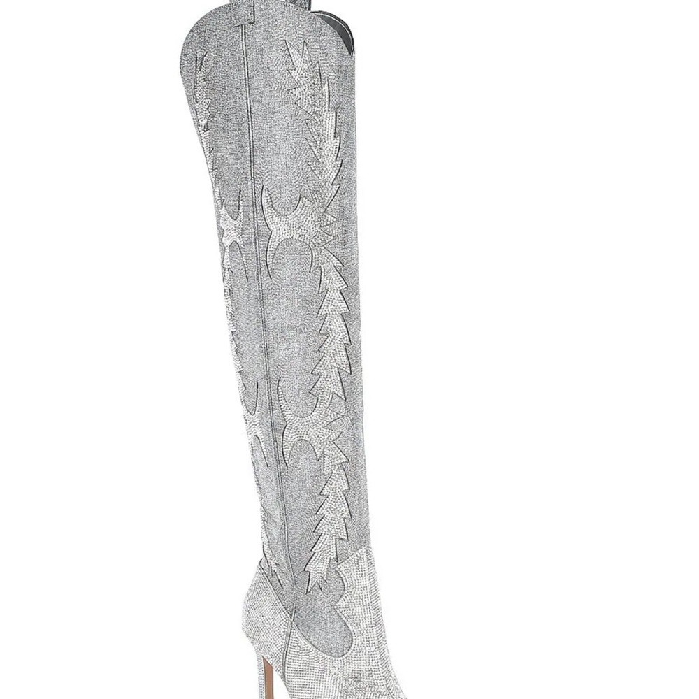 Gianni Bini Silver Rhinestone Over-the-Knee Boots